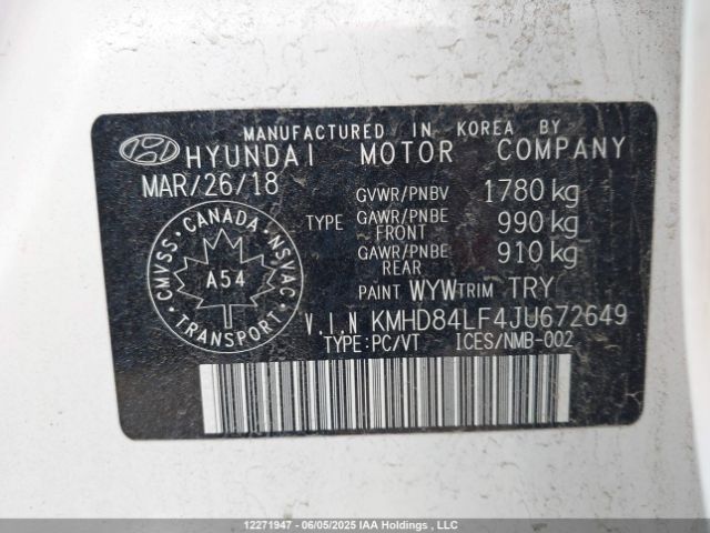 KMHD84LF4JU672649 Hyundai Elantra