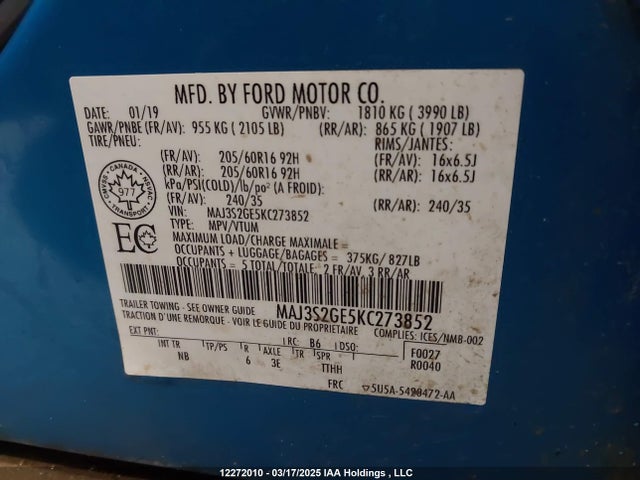 Ford 2019 2019 MAJ3S2GE5KC273852 Image 9