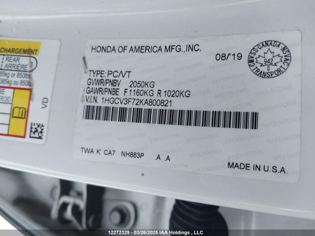 1HGCV3F72KA800821 Honda ACCORD HYBRID
