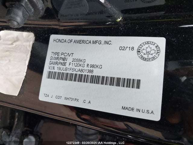 19UUB1F5XJA801388 Acura k24w7
