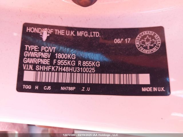 SHHFK7H48HU310025 Honda l15ba