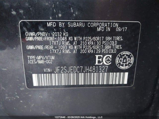 JF2SJEDC7JH481327 Subaru naturally aspirated c5