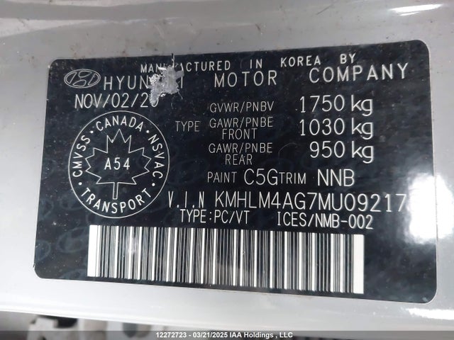 KMHLM4AG7MU092173 Hyundai mpi nu pe