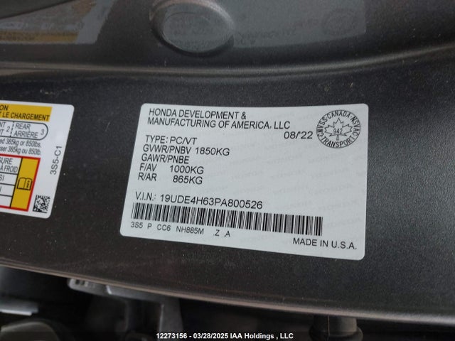 19UDE4H63PA800526 Acura l15ca