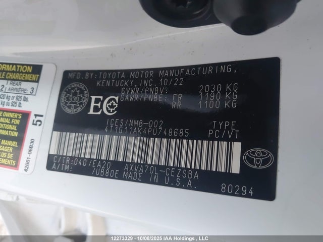 4T1G11AK4PU748685 Toyota a25a-fks
