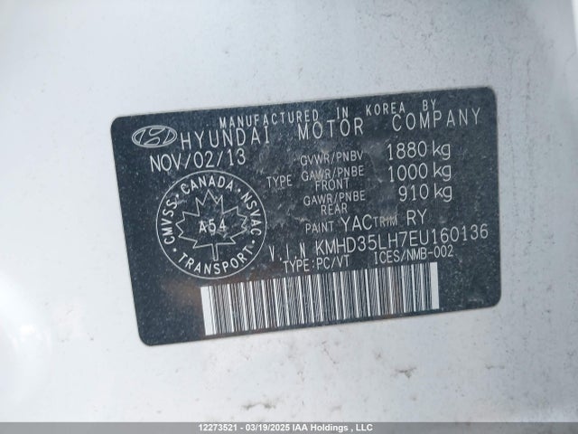 KMHD35LH7EU160136 Hyundai dohc gdi nu