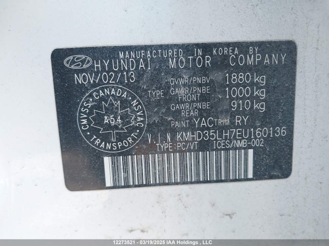 KMHD35LH7EU160136 Hyundai dohc gdi nu