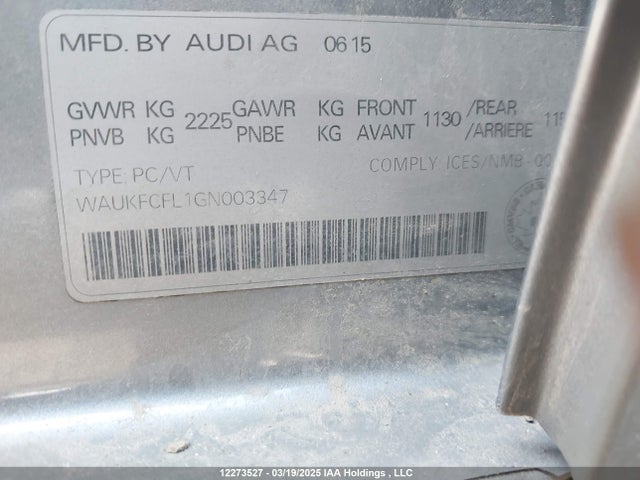12273527 :رقم المزاد ، WAUKFCFL1GN003347 vin ، 2016 Audi A4 Technik Plus مزاد بيع