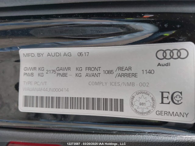 WAUANAF44JN000414 Audi A4
