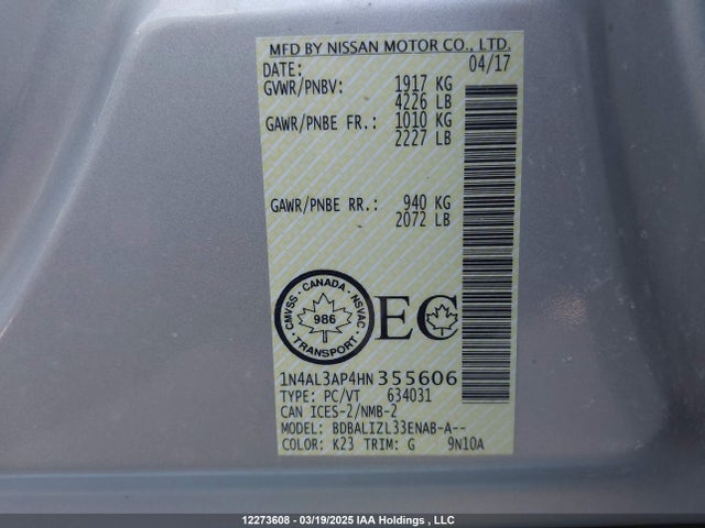 1N4AL3AP4HN355606 Nissan 2017