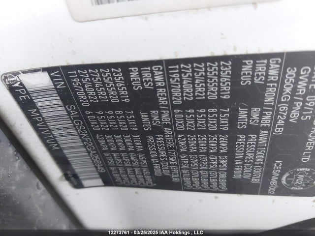 Land Rover td6 lev3 lev160 2016 SALGS2KF2GA256949 Image 19