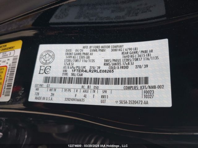 1FTER4LR2RLE08265 Ford Ranger Raptor