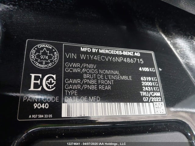 W1Y4ECVY6NP486715 Mercedes-Benz om642