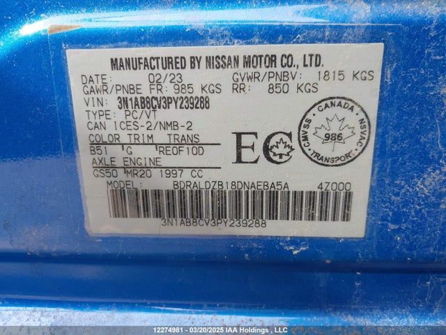 Nissan 2023 2023 3N1AB8CV3PY239288 Image 18