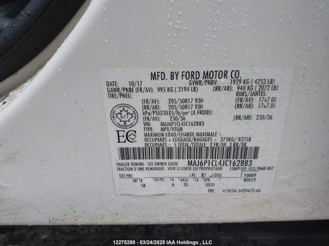 MAJ6P1CL4JC162883 Ford Ecosport Ses