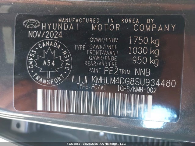 KMHLM4DG8SU934480 Hyundai mpi nu pe