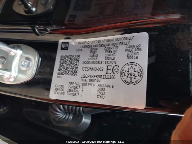 1GCPTBEK9R1311106 Chevrolet l3b