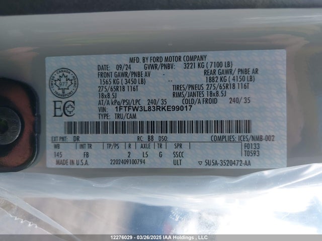 1FTFW3L83RKE99017 Ford F-150