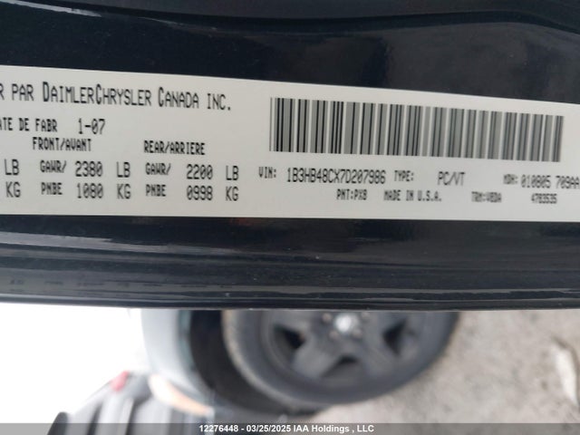 Aukcja sprzedaży 2007 Dodge Caliber Sxt, vin: 1B3HB48CX7D207986, numer aukcji: 12276448