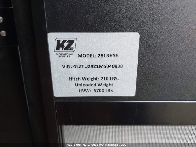 4EZTU2921M5040838 Sportsman Travel Trailer