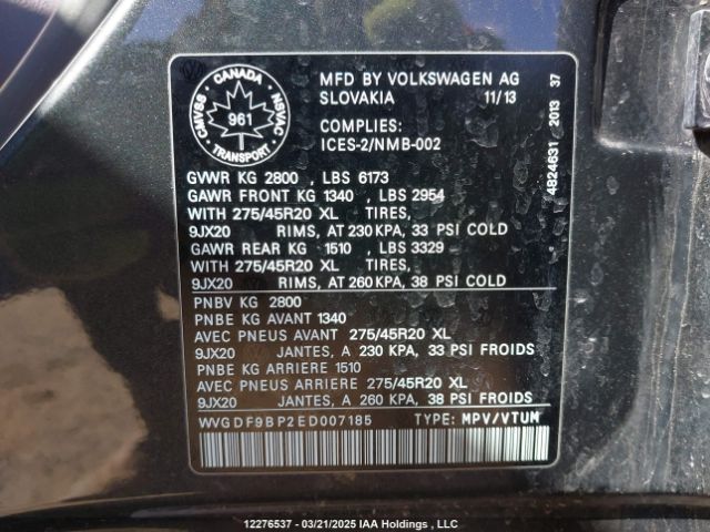 WVGDF9BP2ED007185 Volkswagen TOUAREG V6