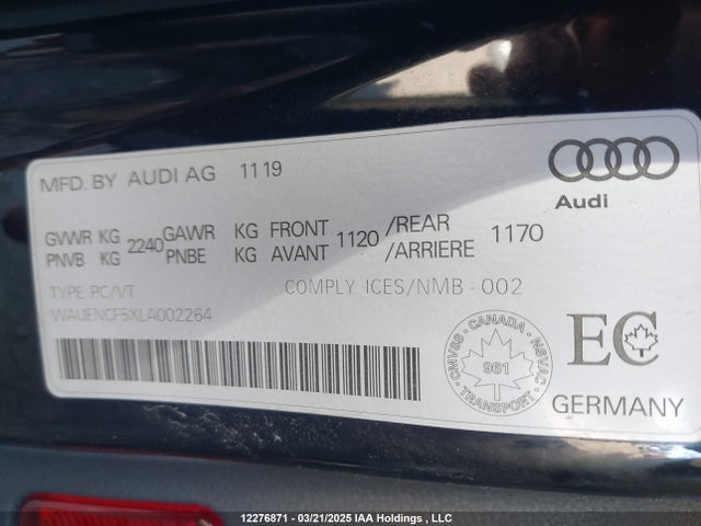 WAUENCF5XLA002264 Audi A5