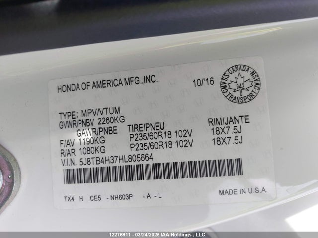 5J8TB4H37HL805664 Acura j35z2