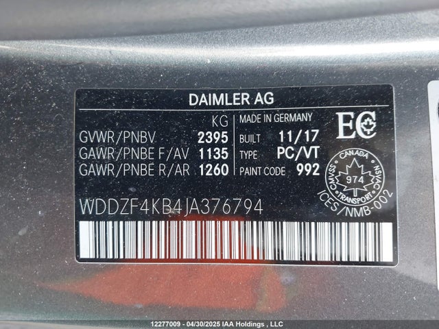 WDDZF4KB4JA376794 Mercedes-Benz m274
