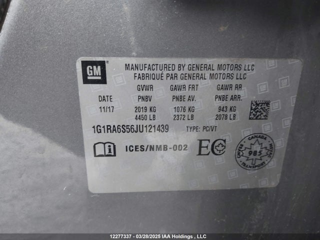 1G1RA6S56JU121439 Chevrolet l3a - direct injection, variable valve timing, hybrid, gen 1