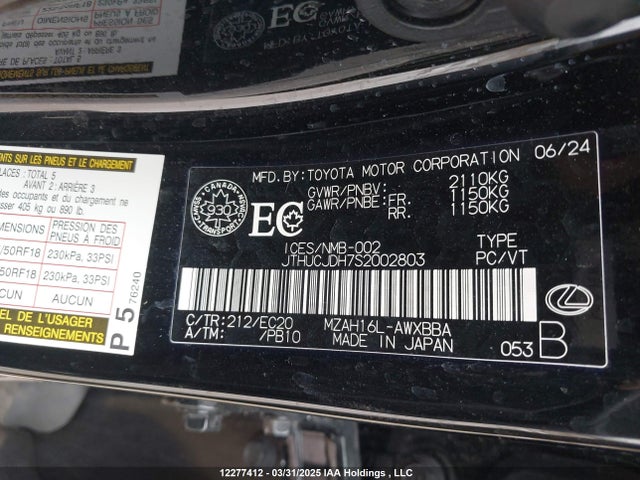JTHUCJDH7S2002803 Lexus m20a-fxs