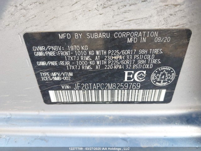 JF2GTAPC2M8259769 Subaru na