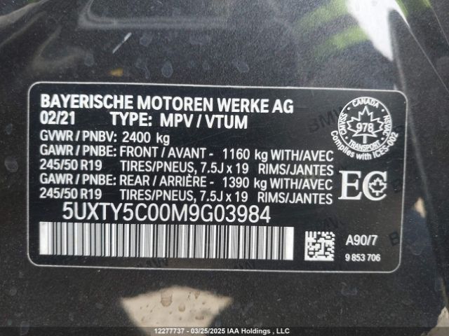 5UXTY5C00M9G03984 BMW X3 Xdrive30i