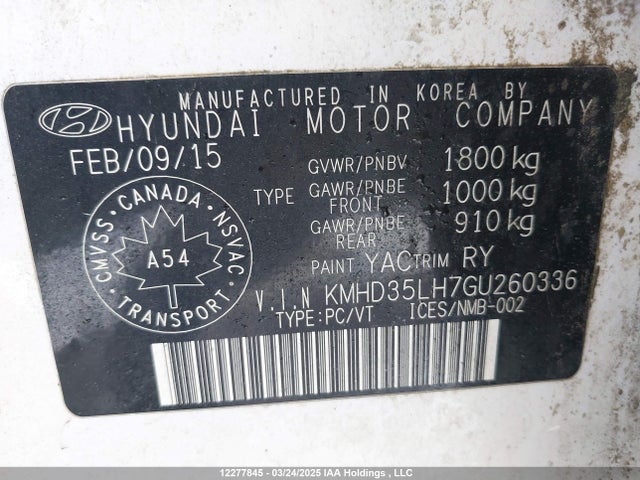 KMHD35LH7GU260336 Hyundai dohc gdi nu