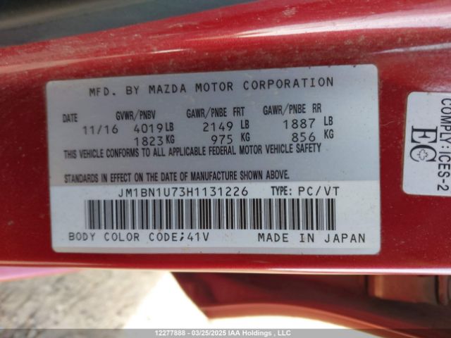 JM1BN1U73H1131226 Mazda 3 SPORT