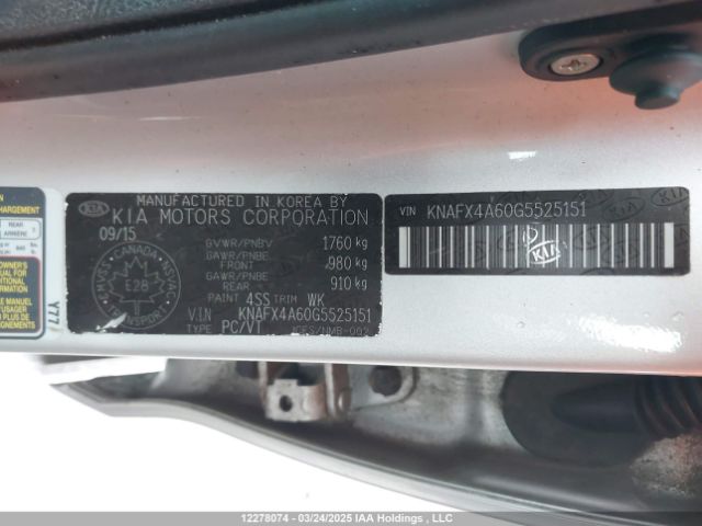 KNAFX4A60G5525151 KIA FORTE LX