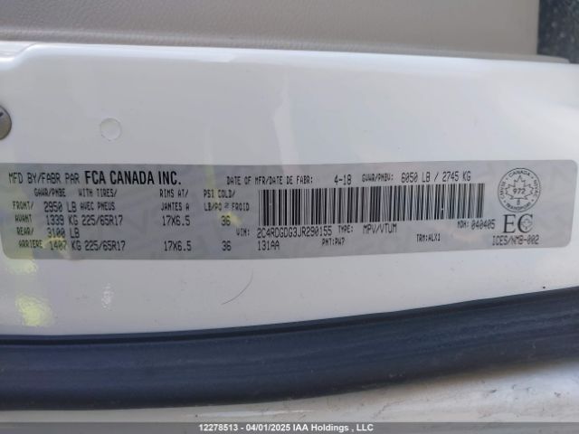 2C4RDGDG3JR290155 Dodge Grand Caravan
