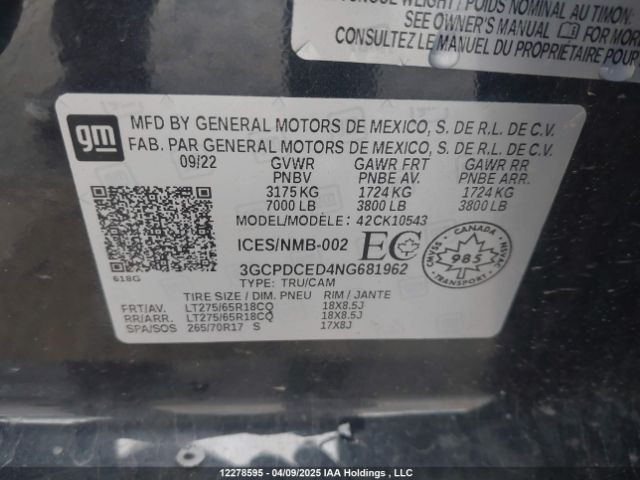 3GCPDCED4NG681962 Chevrolet l84
