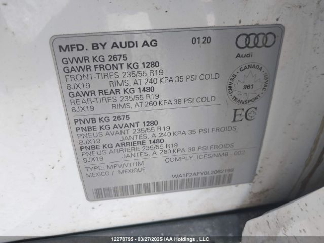 WA1F2AFY0L2062198 Audi Q5 E