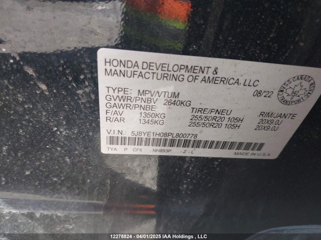 5J8YE1H08PL800778 Acura j35y5