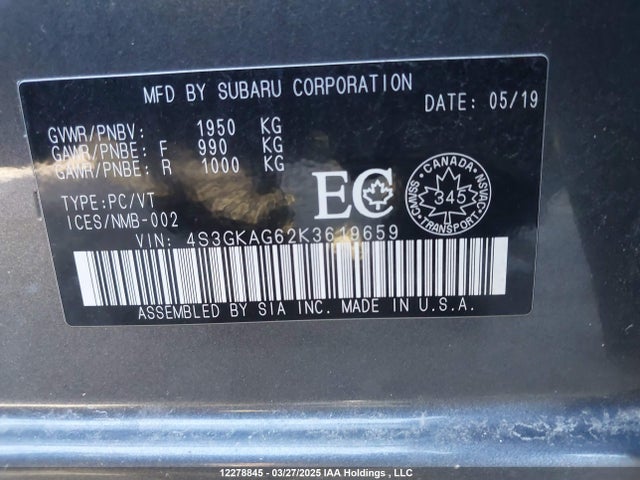 4S3GKAG62K3619659 Subaru Impreza