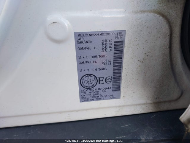 Nissan ROGUE S/SV 2017 5N1AT2MT2HC880944 Image 9