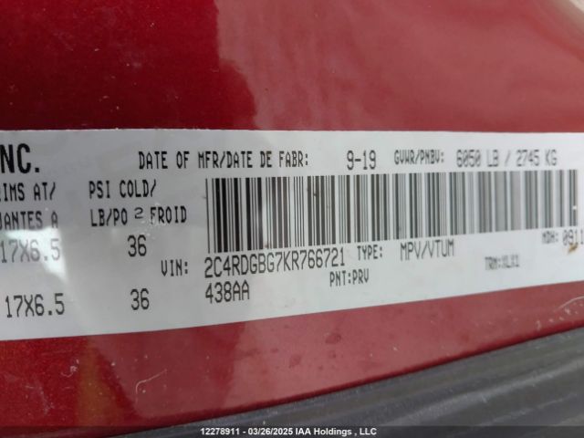 2C4RDGBG7KR766721 Dodge Grand Caravan Se