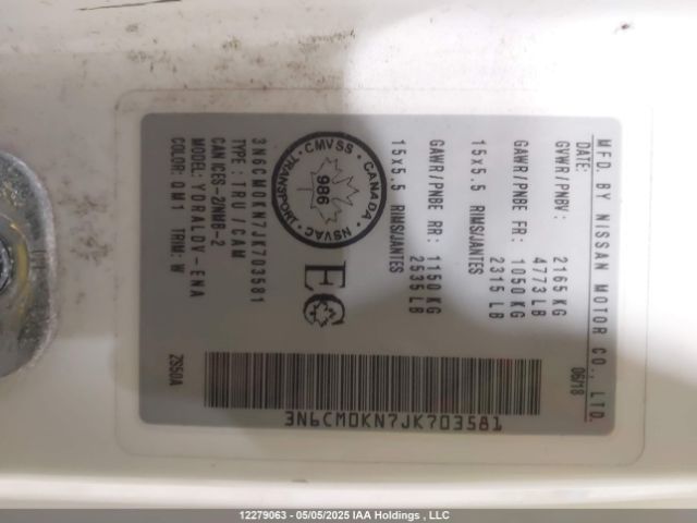 3N6CM0KN7JK703581 Nissan 2018
