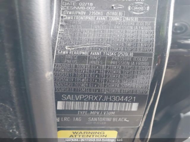 SALVP2RX7JH304421 Land Rover Range Rover Evoque Se