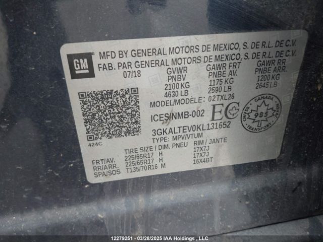 3GKALTEV0KL131652 GMC lyx - direct injection, vvt, fgt, turbo, alum, gen 1
