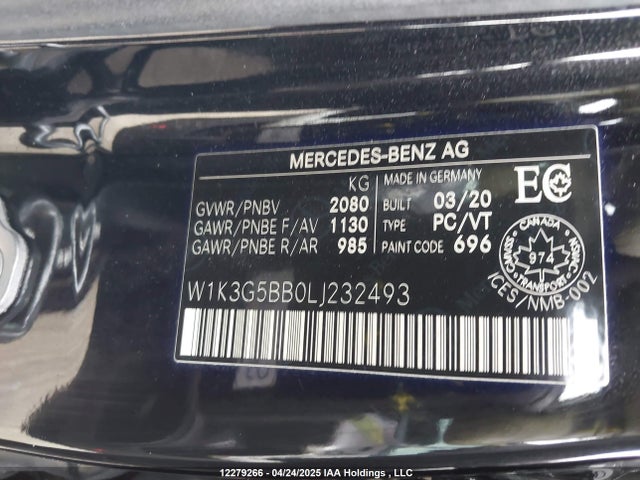 W1K3G5BB0LJ232493 Mercedes-Benz m260