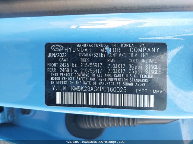 KM8K23AG4PU160025 Hyundai Kona