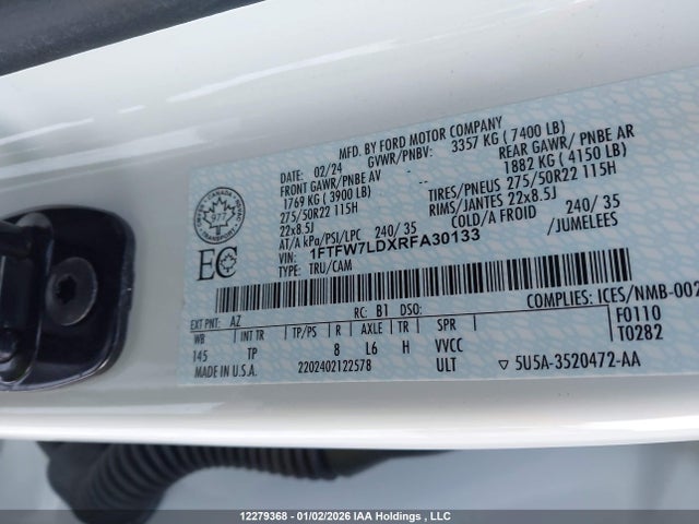 Ford F-Series 2024 1FTFW7LDXRFA30133 Image 19