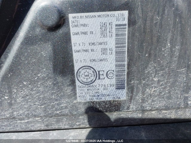 5N1AT2MV6JC776139 Nissan Rogue
