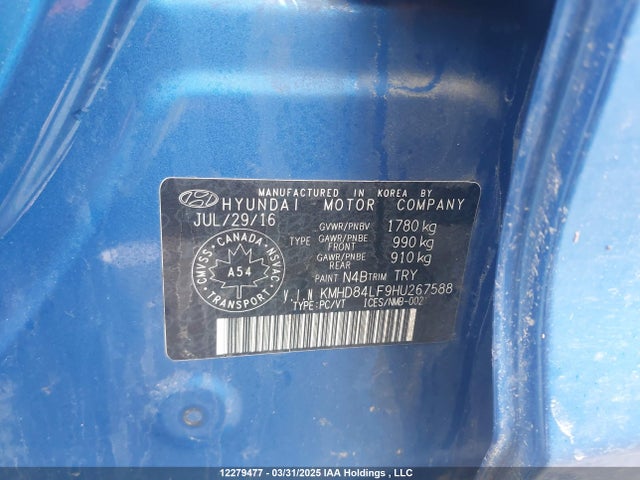 KMHD84LF9HU267588 Hyundai Elantra